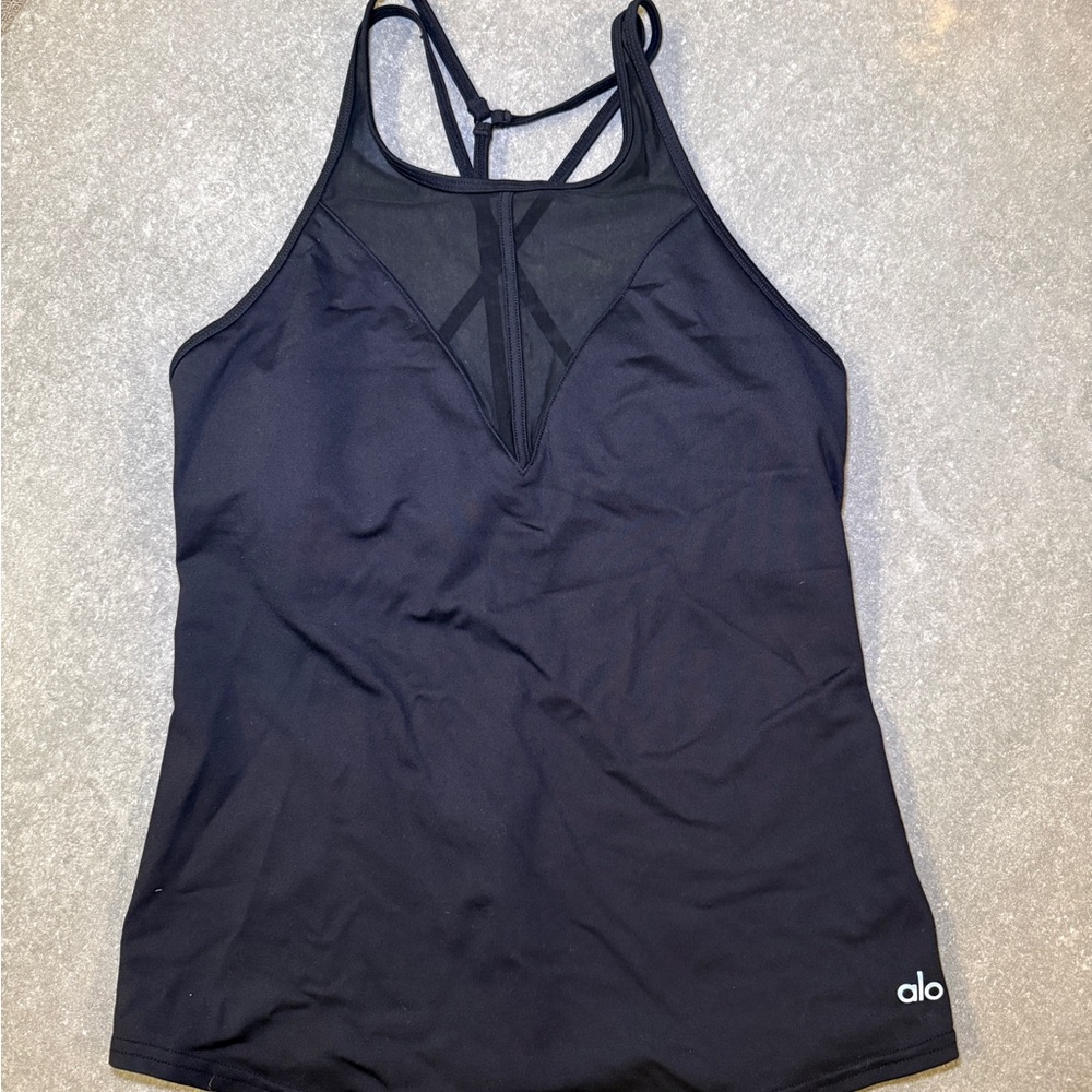 ALO Yoga Black Mesh Tank Top
